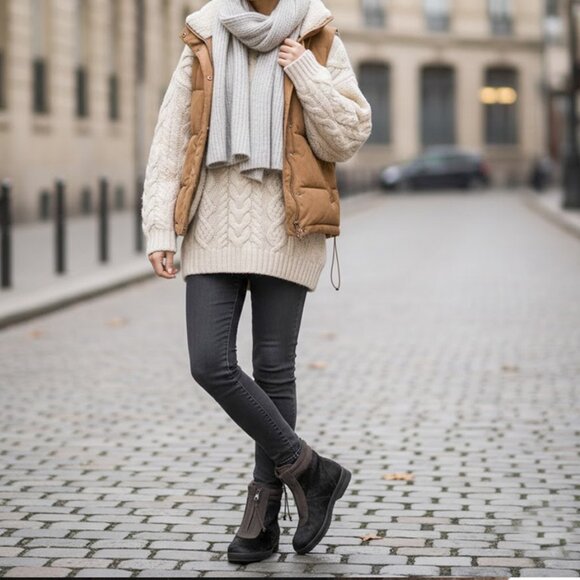 Tecnica Brown Pony Hair Fur Front Zip Closure Shearling Lined Ankle Boots NWOT - Picture 2 of 14